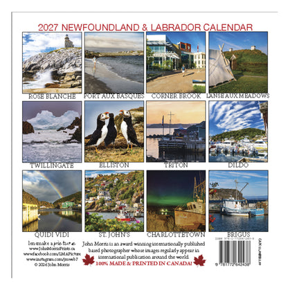 2027 Newfoundland & Labrador Small Wall Calendar featuring Canadian photography by John Morris