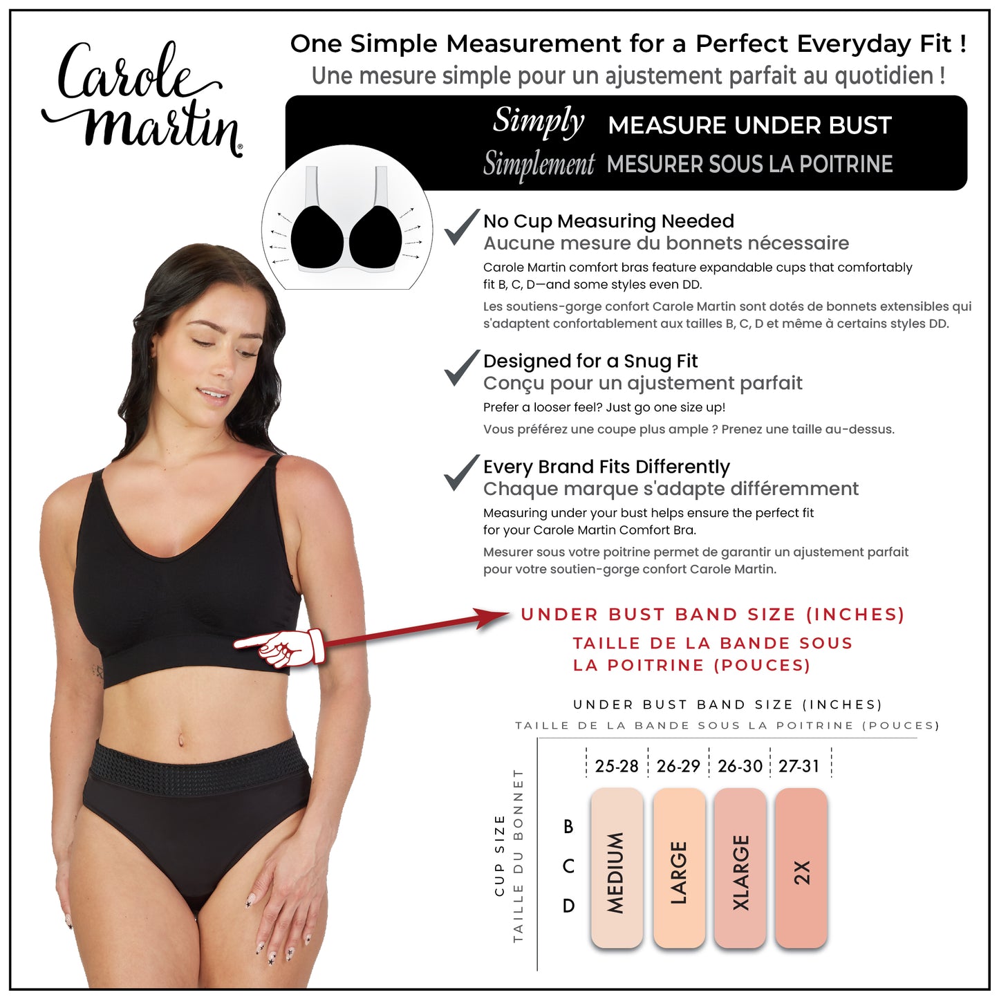 Carole Martin Comfort Wear Size Chart