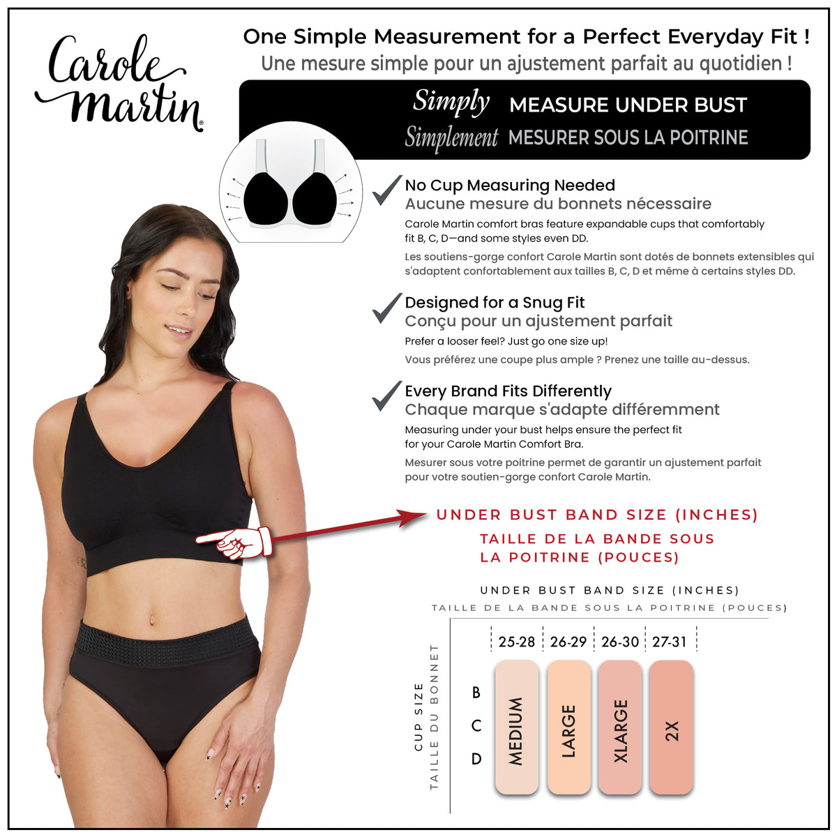 Carole Martin 7216 Seamless Padded Slip-On Comfort Bra Size Chart