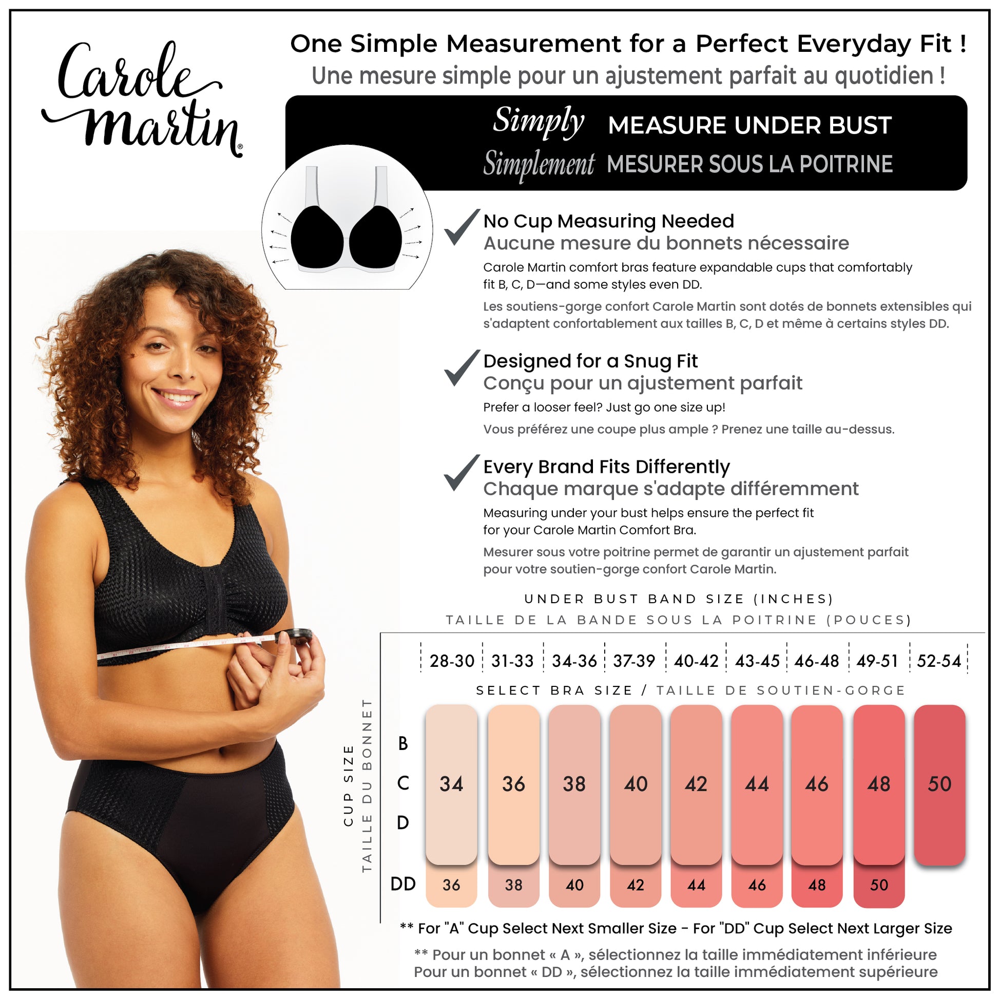 Carole Martin Comfort Wear Size Chart