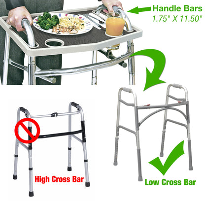 Walker Tray with Non-Slip Grip Mat