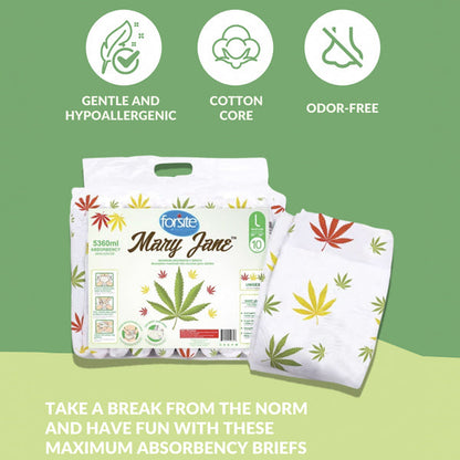 Maximum Absorbency Incontinence Adult Briefs - Mary Jane Design