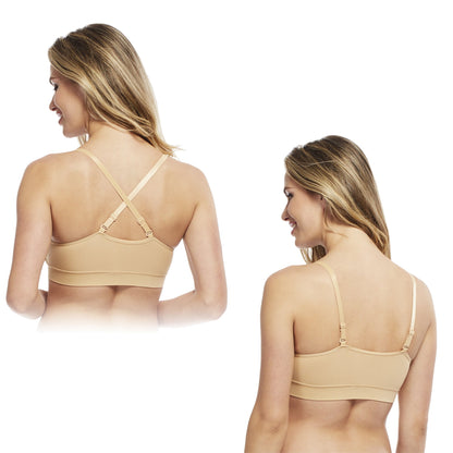Carole Martin Slip-ON Seamless Padded Crossover Bra - Beige
