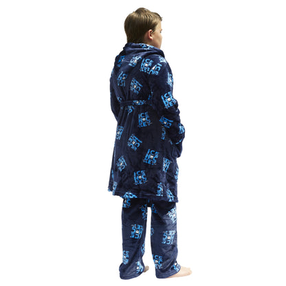 Kids Hooded Hockey Print Robe and Pajama Pant