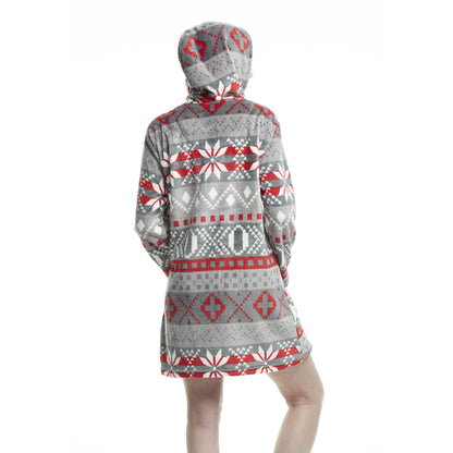Women's Mid-thigh Hooded Plush Zippered Lounger