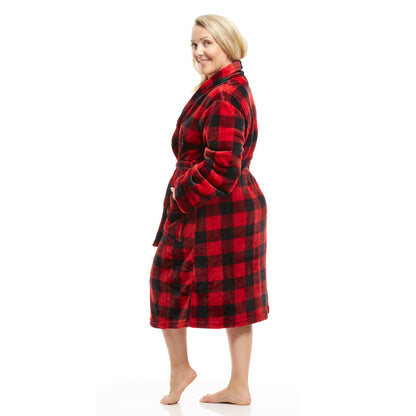 Women's Shawl Collar Full Length Soft Fleece Bath Robe