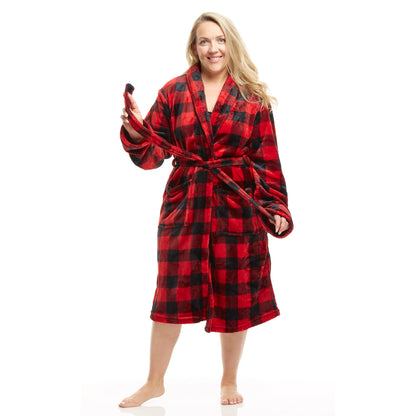 Women's Shawl Collar Full Length Soft Fleece Bath Robe