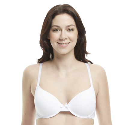 Underwire Push-Up Bra with Full Coverage and Padded Cups with Lace Wings